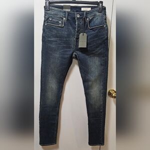 Allsaints Ronnie Extra Skinny Jeans Mens Size 30/32 Button Fly Indigo Blue $199